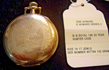 1906 E. HOWARD SERIES 2 SIZE 16 17 JEWELS 14k GF 20 YEAR B.B. ROYAL HUNTER
