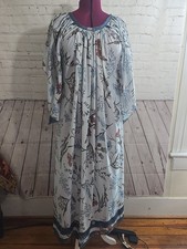 VTG 70s Floral Angel Wing Maxi Caftan House Dress One Size Hippie Boho Muumuu