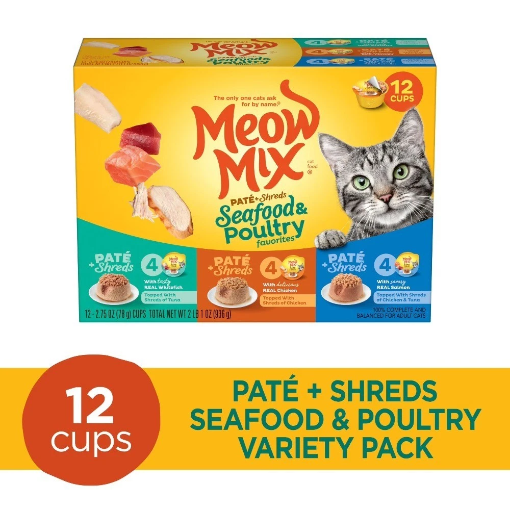 Pate Toppers Seafood & Poultry Variety Pack, Wet Cat Food, 2.75 oz Cup, 12 Pack - thumbnail 3