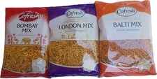Indian Snacks Selection, Bombay, Balti, London Mix 3 x 325g Large Bags Party Se