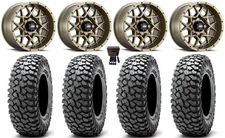 ITP Hurricane 15"Wheels Br 35"RocScraper Sticky Tires Kawasaki Mule Pro FXTKRX
