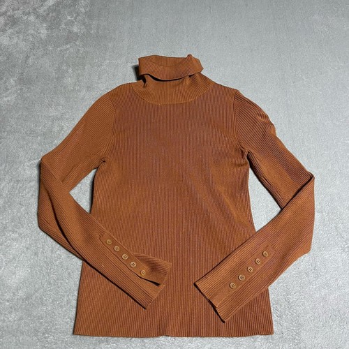 Anthropologie Maeve Sweater Womens Medium Ribbed Burnt Orange Turtleneck
