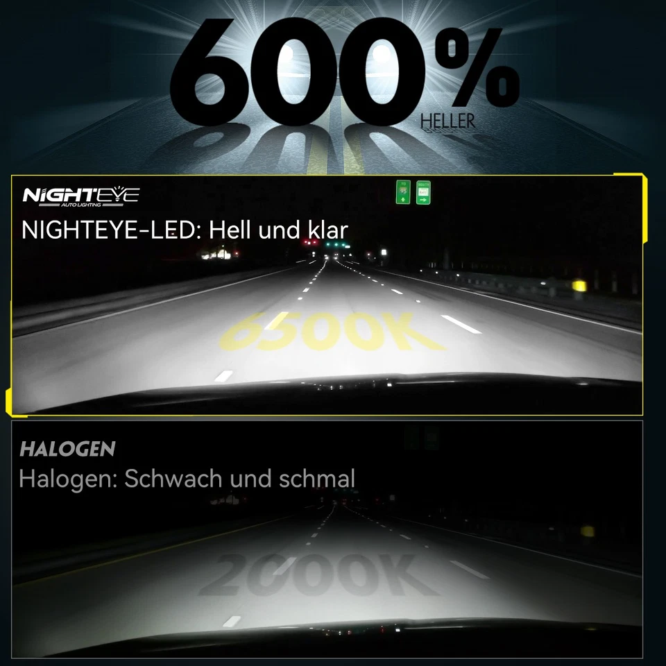 2X H4 LED Scheinwerfer Mit Zulassung 30000LM Halogen DRL Fern/Abblendlicht Wei - Bild 4 von 4