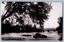 1907 Junction Of Little & Big Androscoggin River Lewiston ME RPPC Photo Postcard