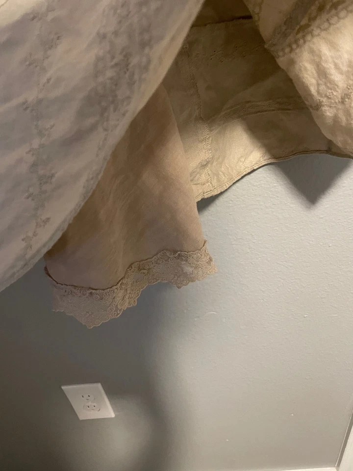 Coldwater Creek Skirt Womens 2X Beige Embroidered Eyelet A-Line Lined Boho Lace - Image 3 of 4