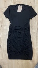 Women’s Black Roughed Dress With Short Sleeves Size Medium