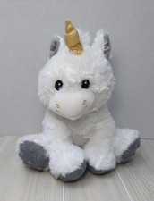 Spark Create Imagine Unicorn Crinkle Rattle Baby Plush Toy White Gold horn gray