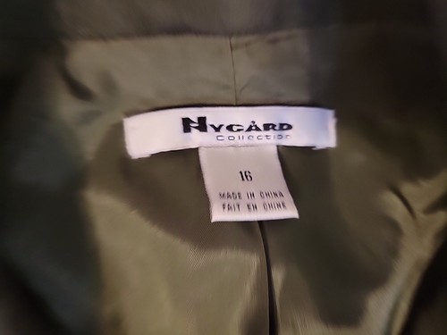 Nygard Collection Womens Army Green Blazer Sz 16 Jacket Suede Feel Zip Front - Picture 2 of 12