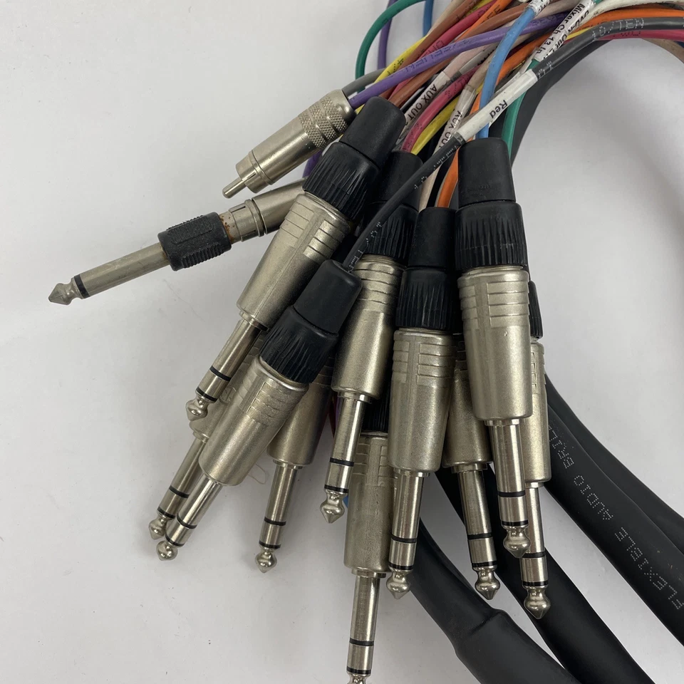 12 Channel Male 1/4" Phone to 3-Pin Neutrik XLR Black Female Male Snake Cable ** - Image 2 of 4