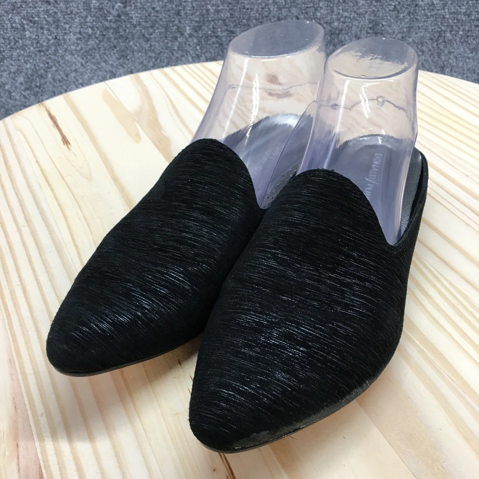 Sandalias Donald Pliner Mujer 7.5 M Rue Informales Sin Cordones Punta Mula Planas Negras Foto 3 de 4