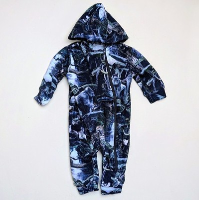 Molo Moonlit Jungle Animals One Piece Pajama Romper Baby Size 68 - 6 Months