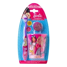 Barbie Toothbrush Set 3 Piece Pink Kids Oral Hygiene Fun Toothbrush Rinse Cup