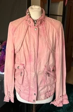John by John Richmond,stonewashed pink, Military/biker  Style  Jacket size 14