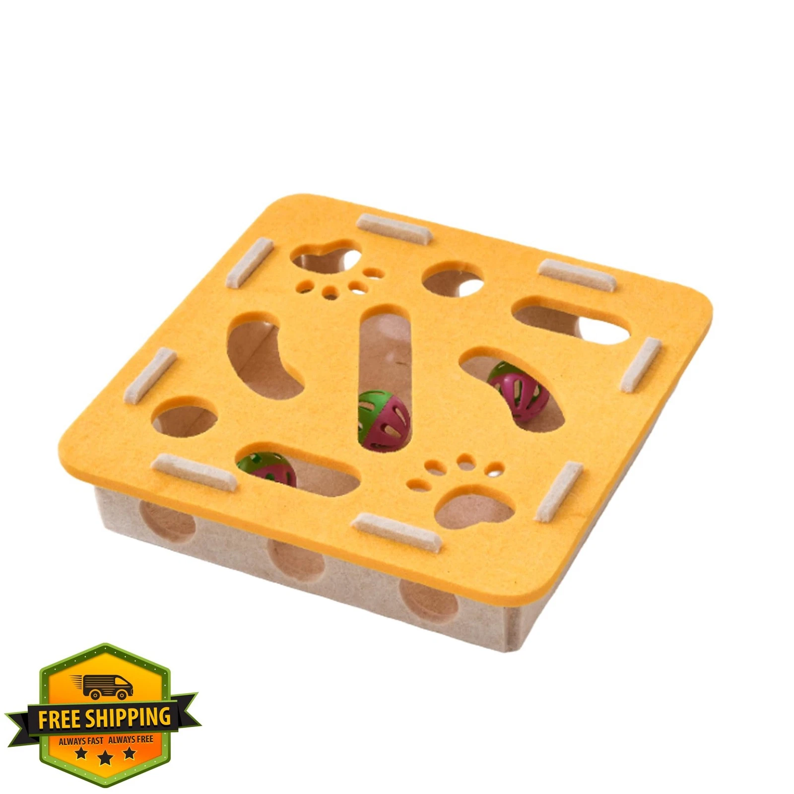 BZDBZD Cat Puzzle Feeder Toy Felt Maze 3 Jingle Balls Slow Feeding