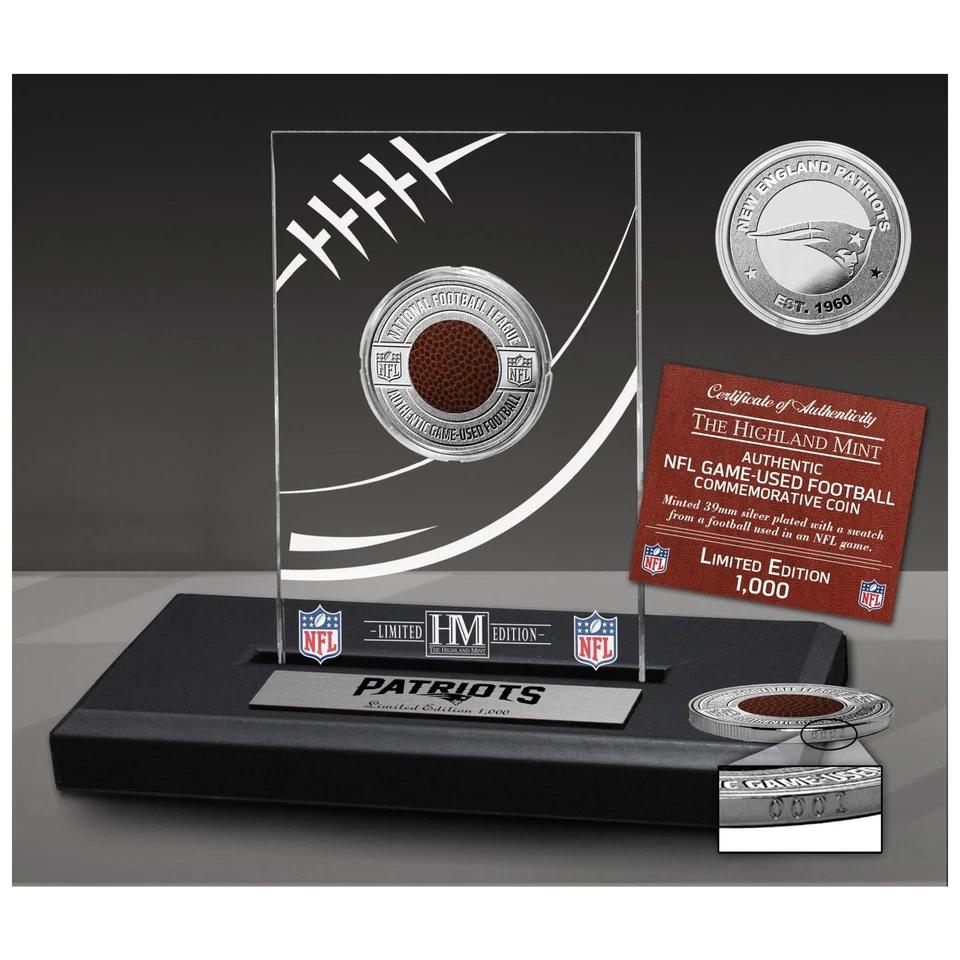 HIGHLAND MINT New England Patriots NFL Game Used Coin Display