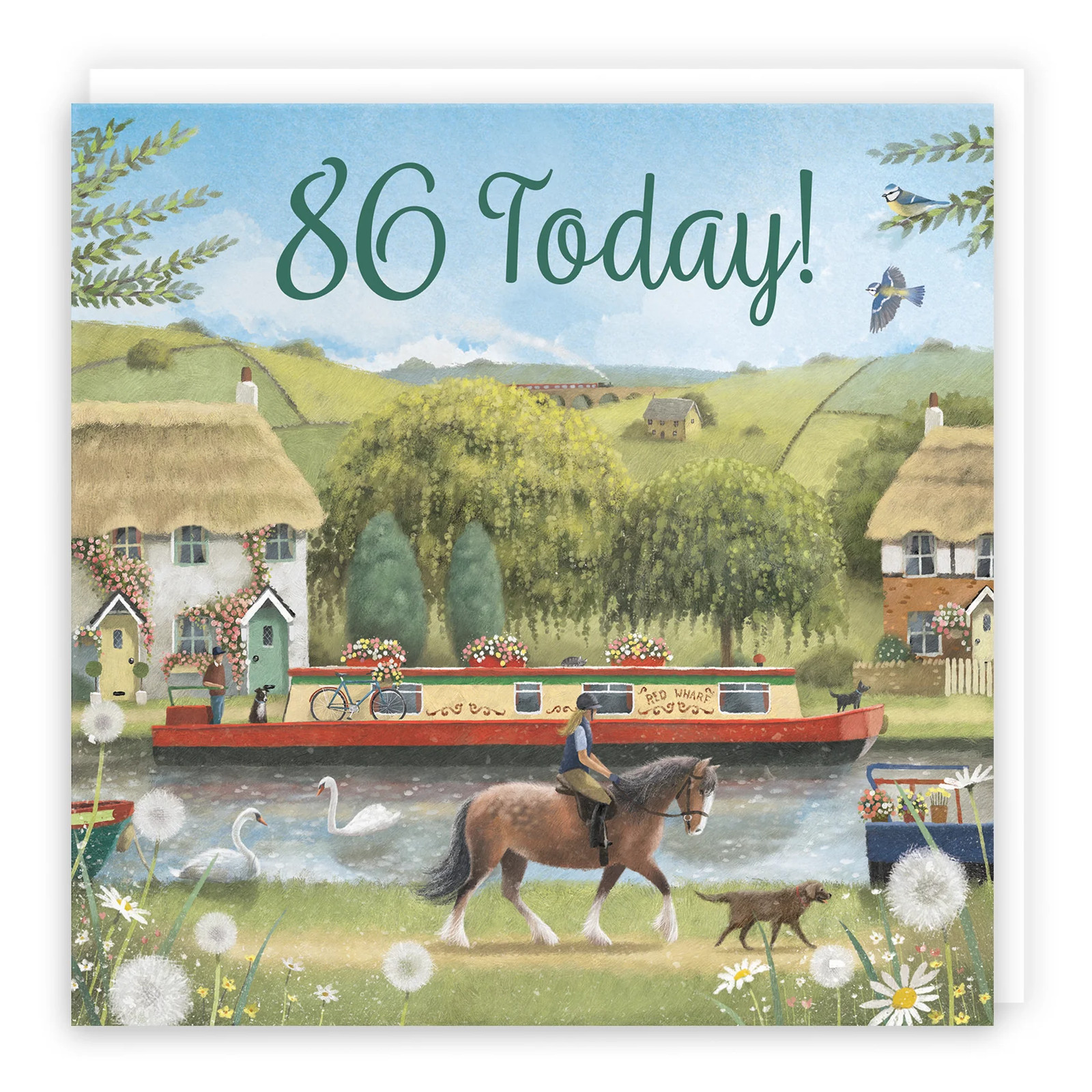 86th Canal Narrowboat Birthday Card Horse Riding Milo's Gallery