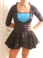 jazz /tap dance costume, black  turquoise, adult medium