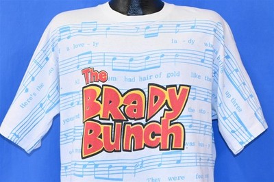 vintage 90s THE BRADY BUNCH TV SITCOM THEME SONG ALL OVER PRINT AOP t-shirt XL