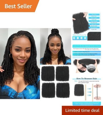 Natural 16 Inch Afro Kinky-Curly Human Hair - 4 Bundles for Styling & Repair