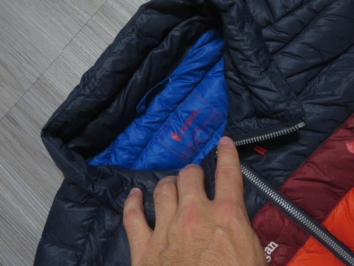 Cotopaxi Fuego Vest Mens Medium Large Navy Blue Red Striped Puffer Insulated - Picture 2 of 5