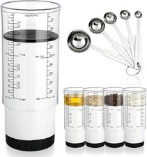 6 Pcs Adjustable Measuring Set Includes 1 Push up Cup  5 Measuring Spoons