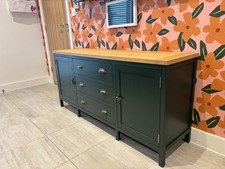 Pre owned (NEXT) Large sideboard painted green solid birch & oak veneer
