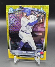 2025 Bowman Draft JoJo Parker Chrome Yellow Mojo Refractor 1st 15/75 Blue Jays