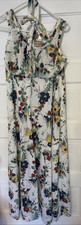 Vintage 1970s Floral Maxi Skirt Top Tie Set Nylon Knit Separates Mod Boho Sz 8
