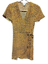 J. Crew Women’s Wrap Dress Size 2 Brown with Black Printed Pattern Of Dots