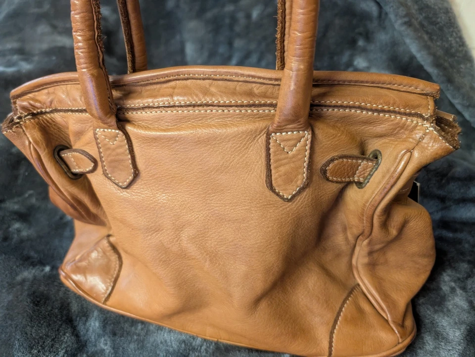 Andreou & Bianchi Vintage italienische Schultertasche weiches gewaschenes Kalbsleder - Bild 3 von 4