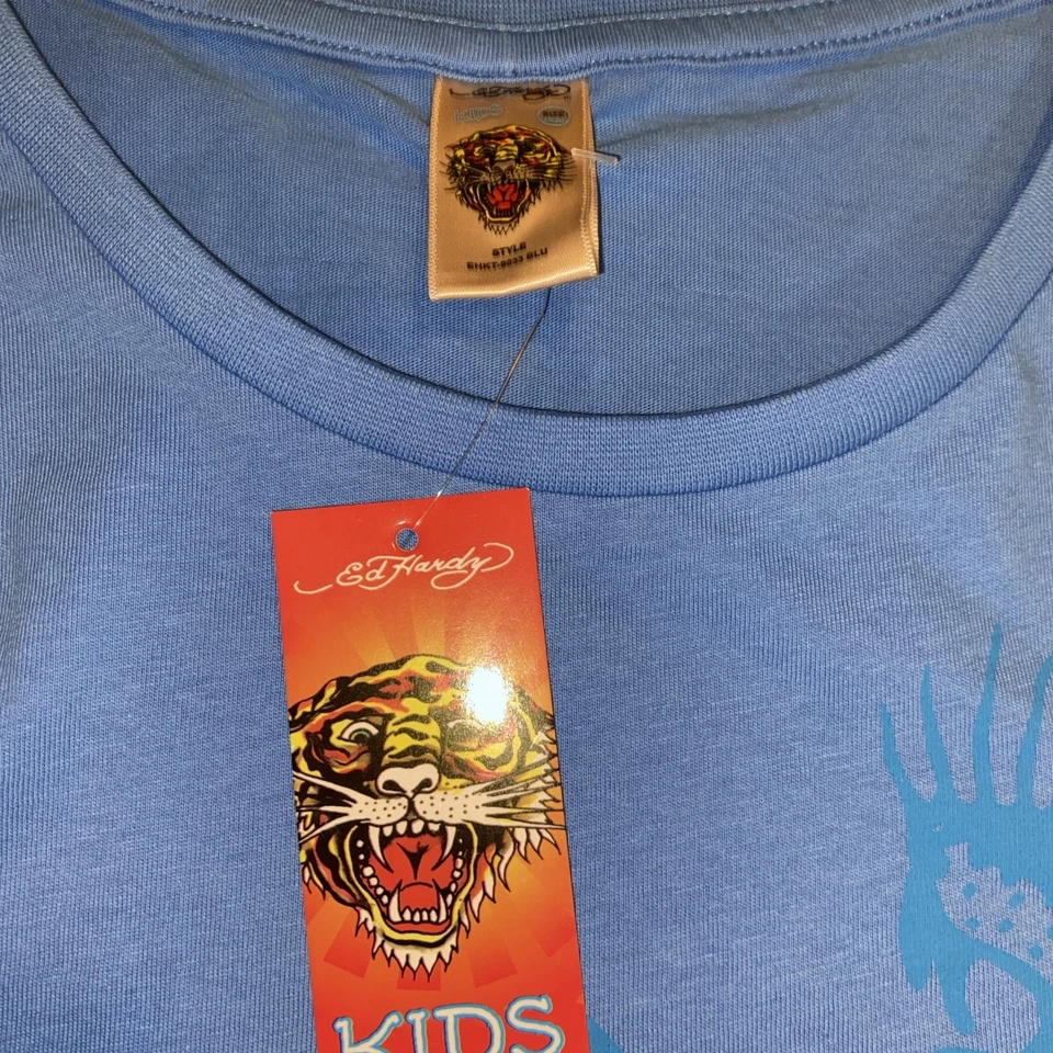 Camisa Ed Hardy Niños Niños Grande Tigre Gráfico Tatuaje Arte Ed Hardy 18-20 Azul Foto 3 de 4