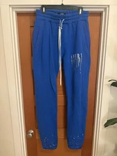 Amiri Paint Drip Core Blue Sweat Pants Size Medium Brand New