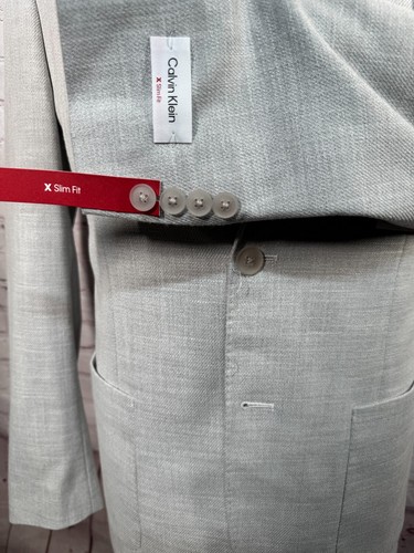 NEW CALVIN KLEIN Mens Gray X-SLIM FIT STRETCH Sport Coat Blazer Jacket 40L - Picture 4 of 10