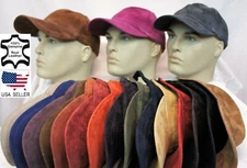 REAL Lambskin Suede Leather Baseball Cap Hat Biker Trucker Sport Visor 18 COLORS