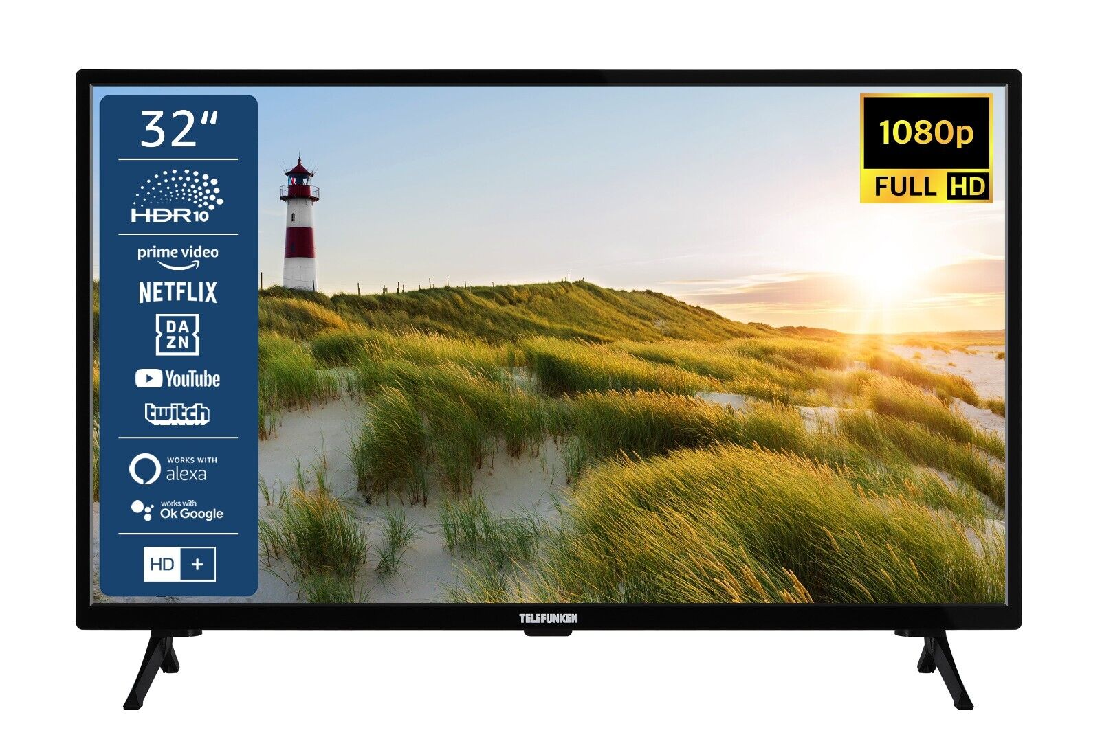 Telefunken XF32SN550S 32 Zoll Fernseher Smart TV Full HD HDR Triple-Tuner