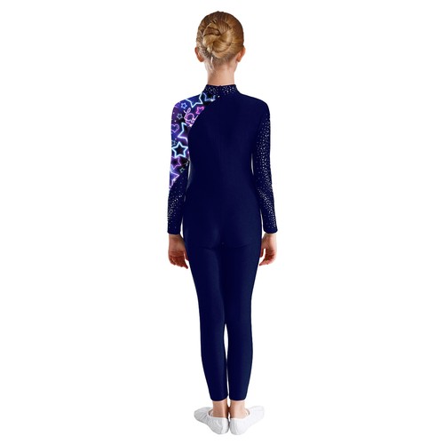 Kids Girls Rompers Shiny Leotard Sport Jumpsuit Gym Unitard Skating Bodysuit - Picture 18 of 57