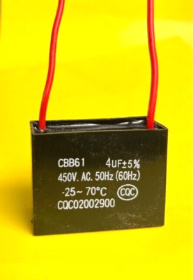 CBB61 4uF 4mF Motor Ceiling Fan Capacitor replacement 2-Wire 450VAC 50/60 HZ