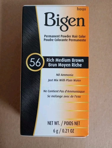 Bigen Permanent Hair Powder Dye Hair Color Rich Medium Brown #56, 0.21 Oz.