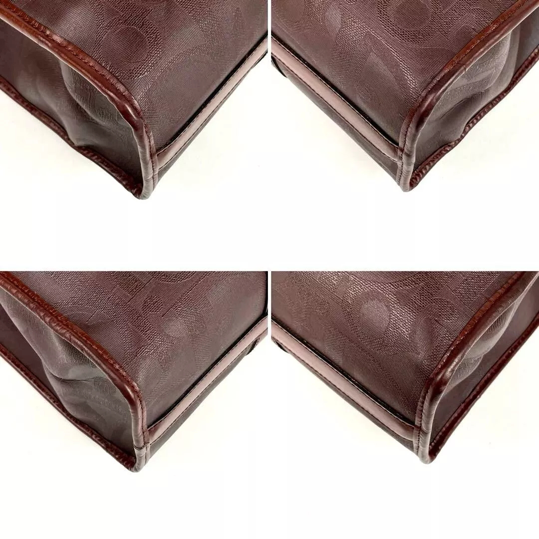 Sac bandoulière fourre tout trotteur métal logo Christian Dior cuir PVC marron authentique
