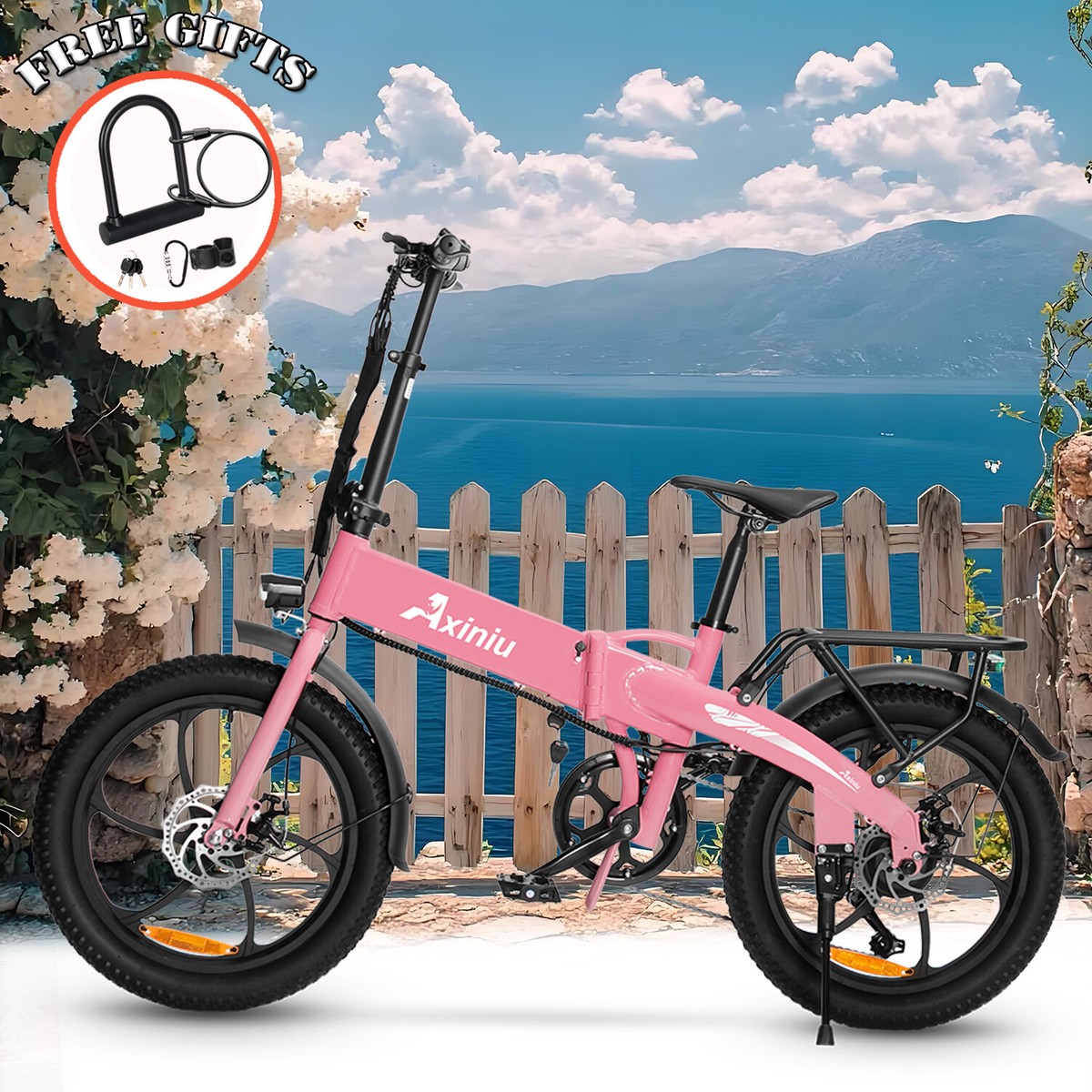 women's electric bicycles HBBC Cruiser White/Mint | Huntington Beach bright headlights and rear warning reflectors escort you safely when you go home at night Ladies Classic eBike Black