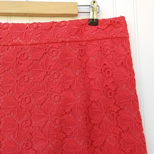 Ann Taylor Orange Lace Pencil Skirt Size 14 Career Classic Knee Length Overlay - Bild 3 von 10