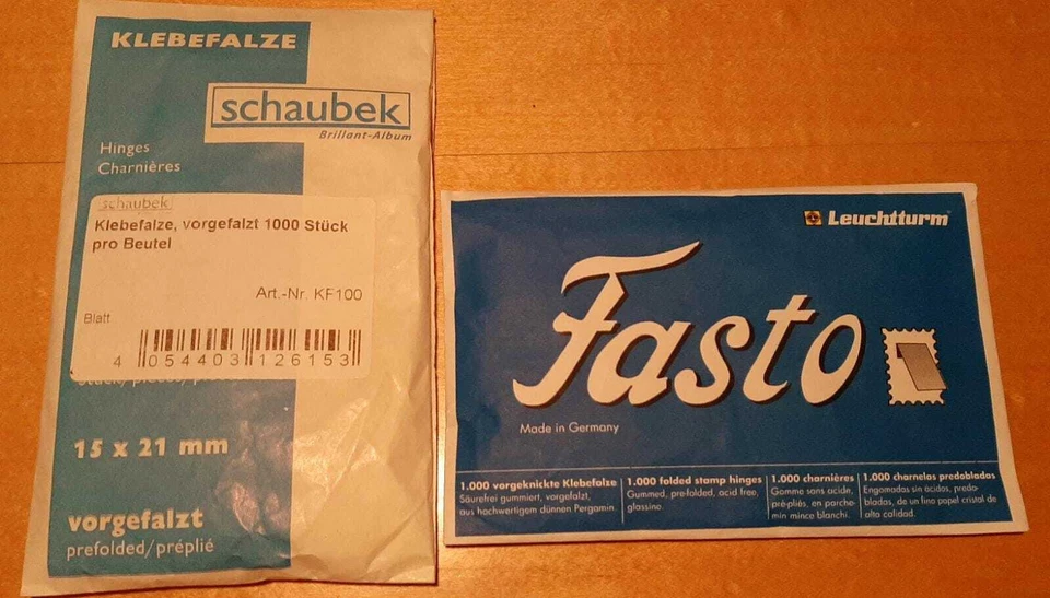 Schaubek KF100 oder Leuchtturm Fasto Klebefalze 1000 Stück vorgefalzt AUSWÄHLEN