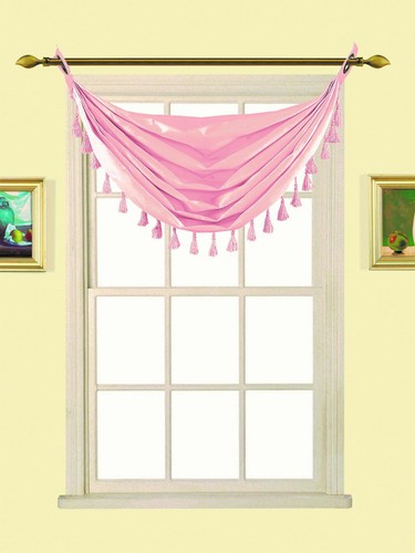 WATERFALL VALANCE WITH TASSEL 36"W X 20" L FAUX SILK JACQUARD BRONZE GROMMET M12 - Picture 11 of 18