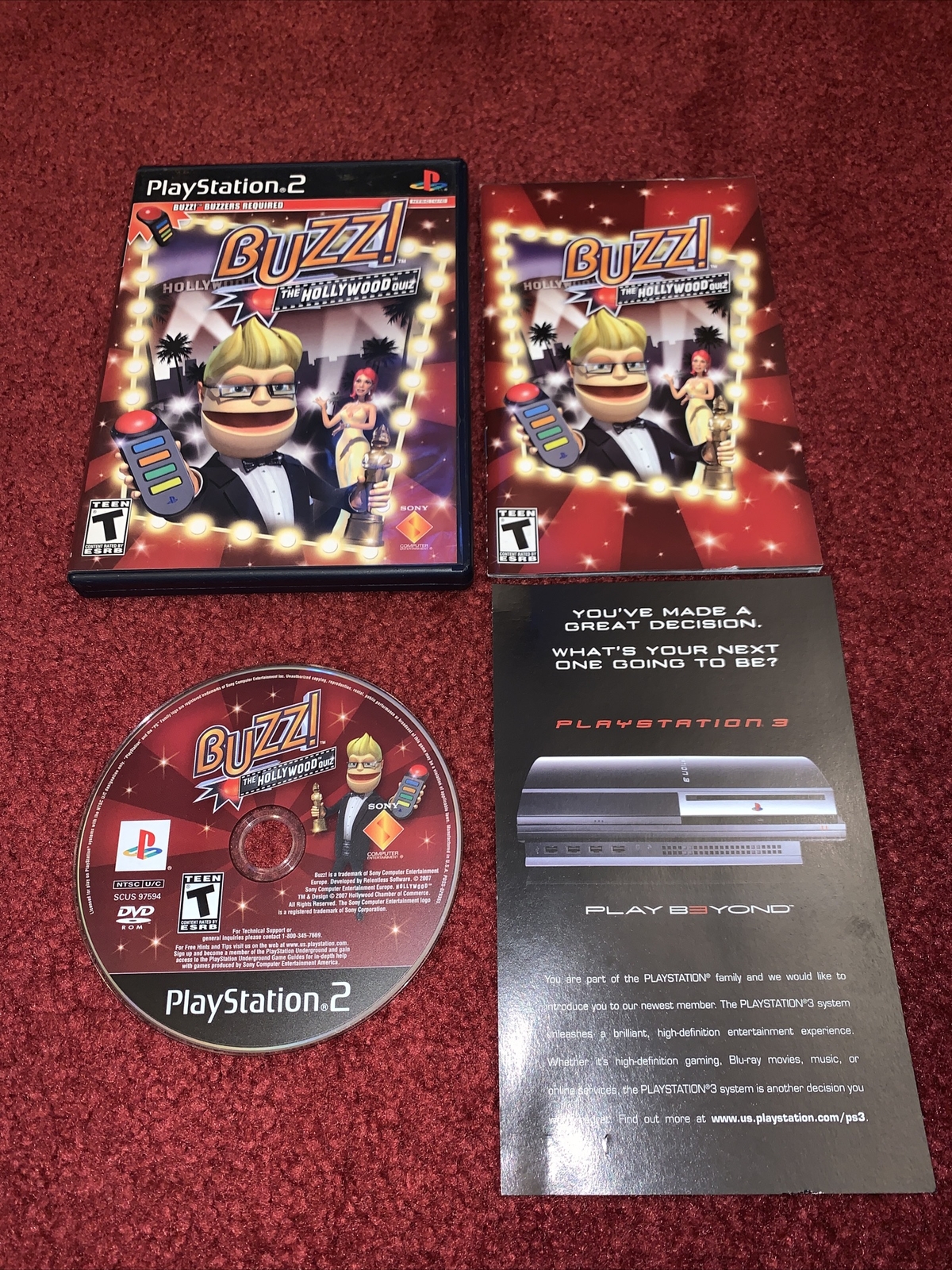 Buzz The Hollywood Quiz Sony PlayStation 2/PS2 CIB COMPLETE w/MINT