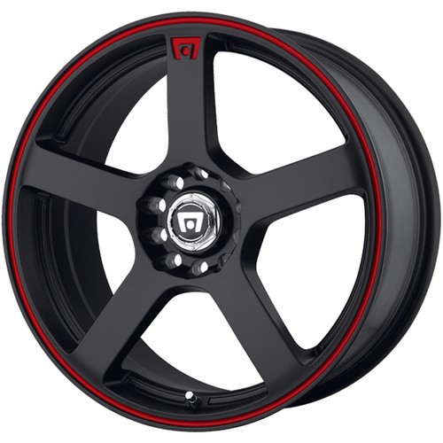 (1) 17x7 +40 Motegi MR116 FS5 5x100,5x4.5 Matte Black W/ Red Stripe Wheel - Picture 2 of 2