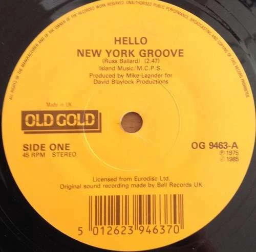 Hello - New York Groove / Tell Him 7" Single Yel Vinyl Schallplat - Bild 2 von 3