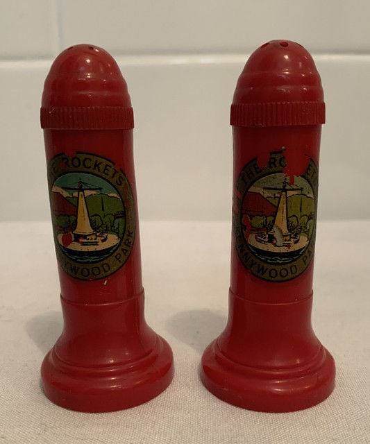 Vintage Antique KENNYWOOD AMUSEMENT PARK Art Deco Salt & Pepper Shakers