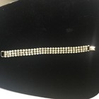Vintage Weiss 3 Rows Rhinestones Bracelet Signed
