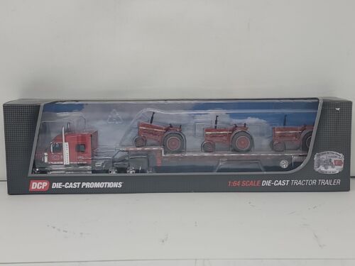 International Lonestar Truck With Step Deck Trailer And 3 IH Tractors 1/64...