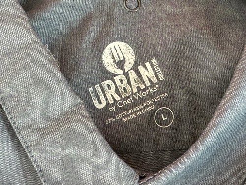 Chef Works Jaxon Slate Denim Shirt Mens L NWT Short Sleeve Pockets Snap-up SHC04 - Picture 6 of 13